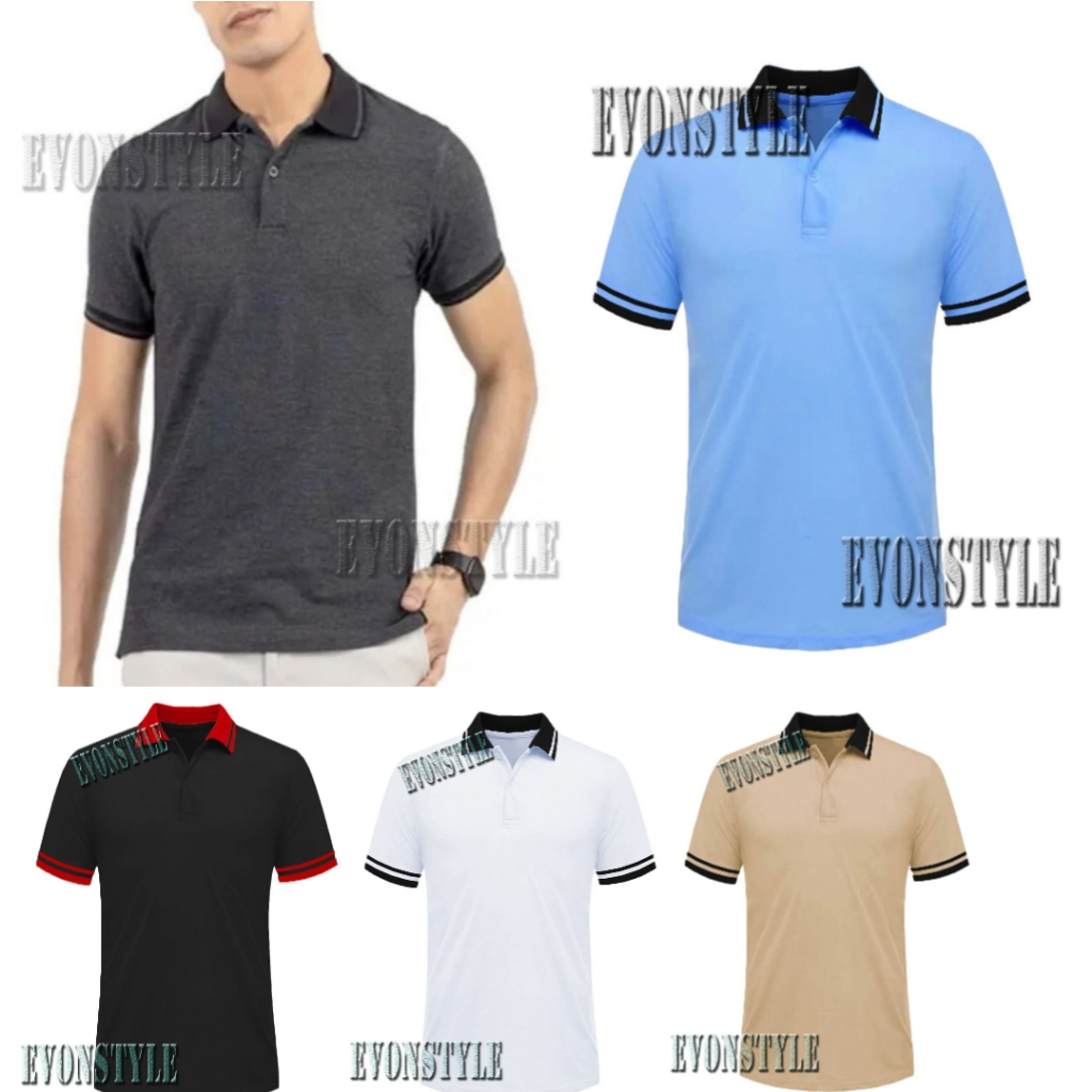 Kaos Pria Kerah Combinasi/Baju kerah seragam Motif Combinasi