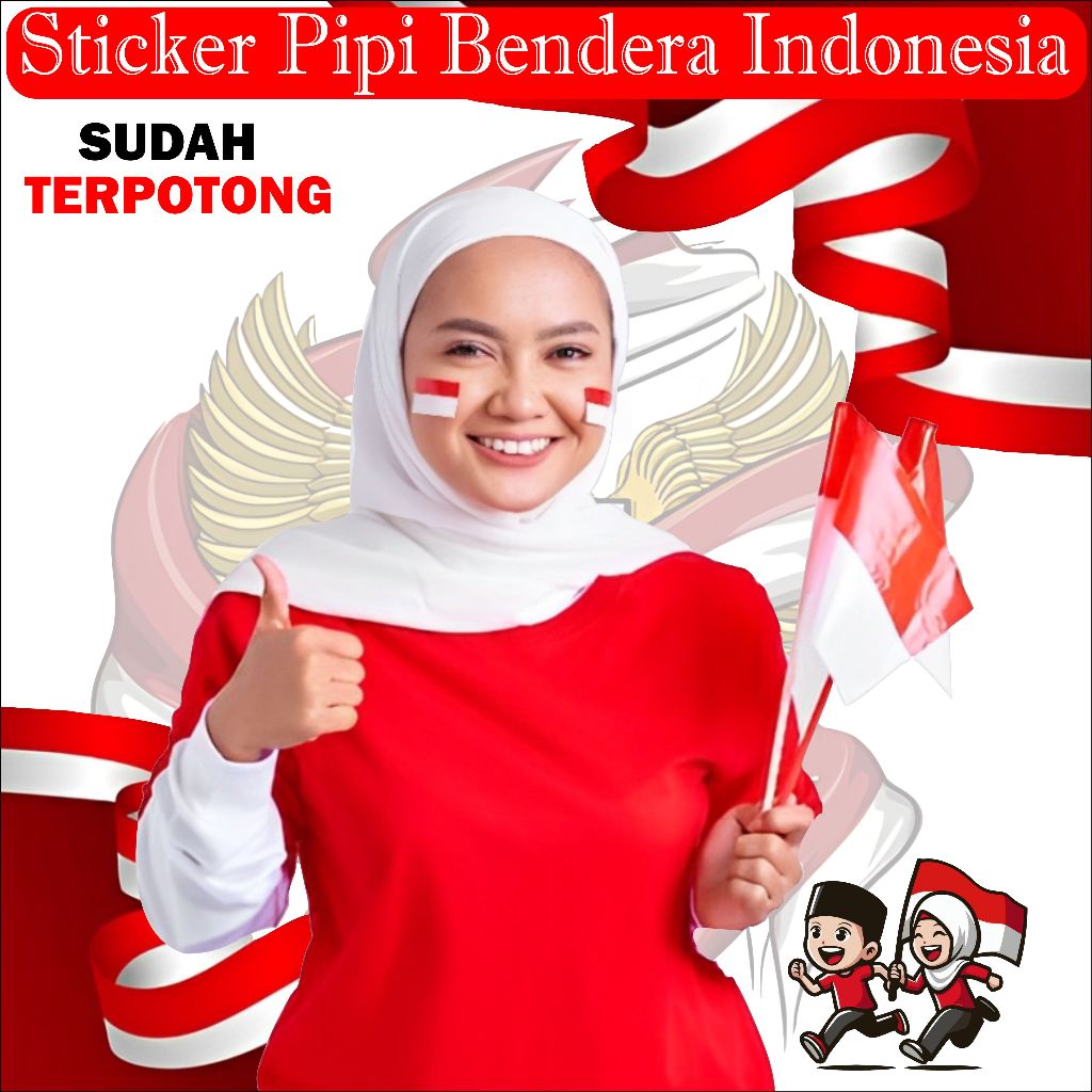

(COD) Stiker Pipi Bendera / Stiker Merah Putih / Stiker Bendera Tempel Pipi SUDAH CUTTING XP.001