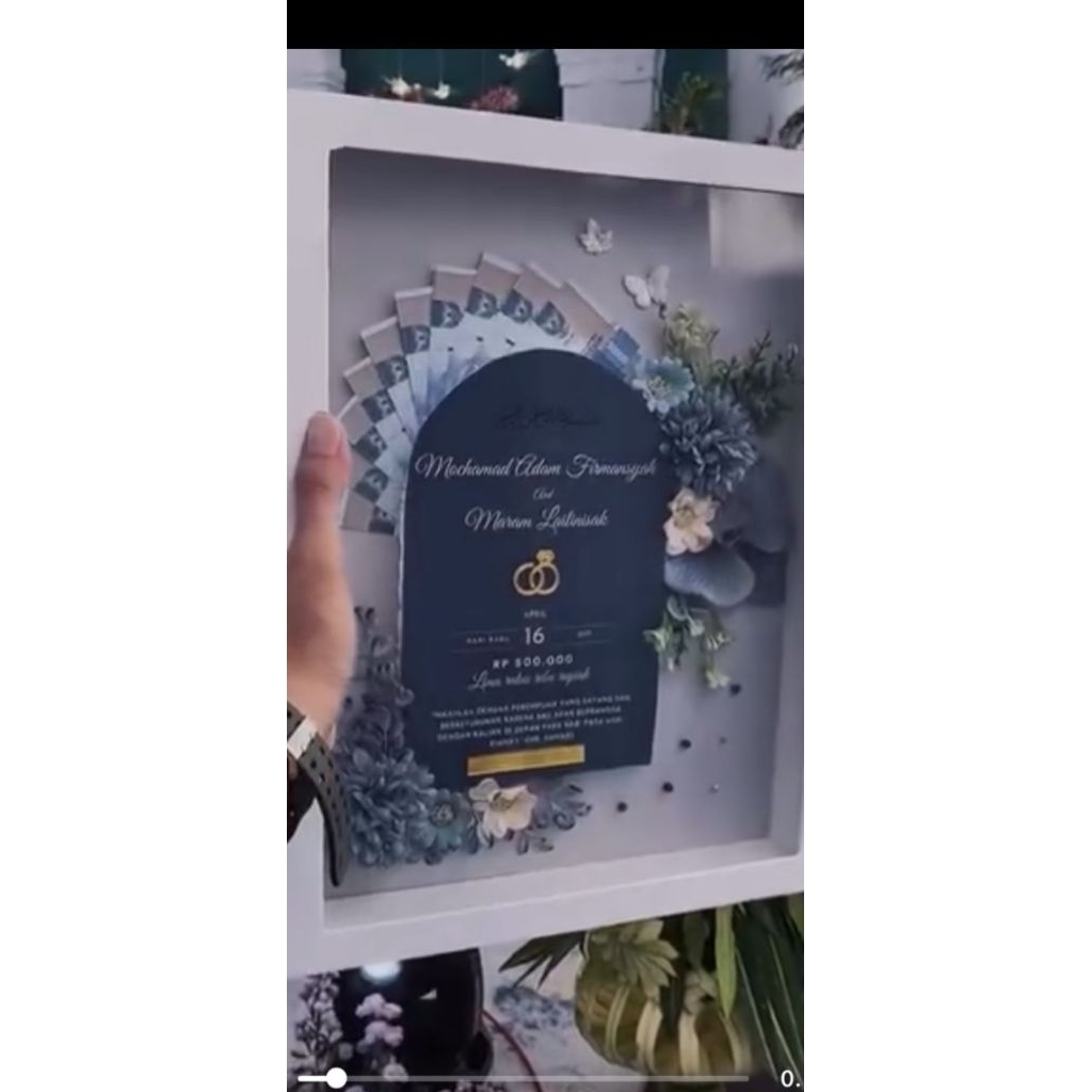 Mahar Pernikahan Ukuran 40x55 cm pigura putih polos