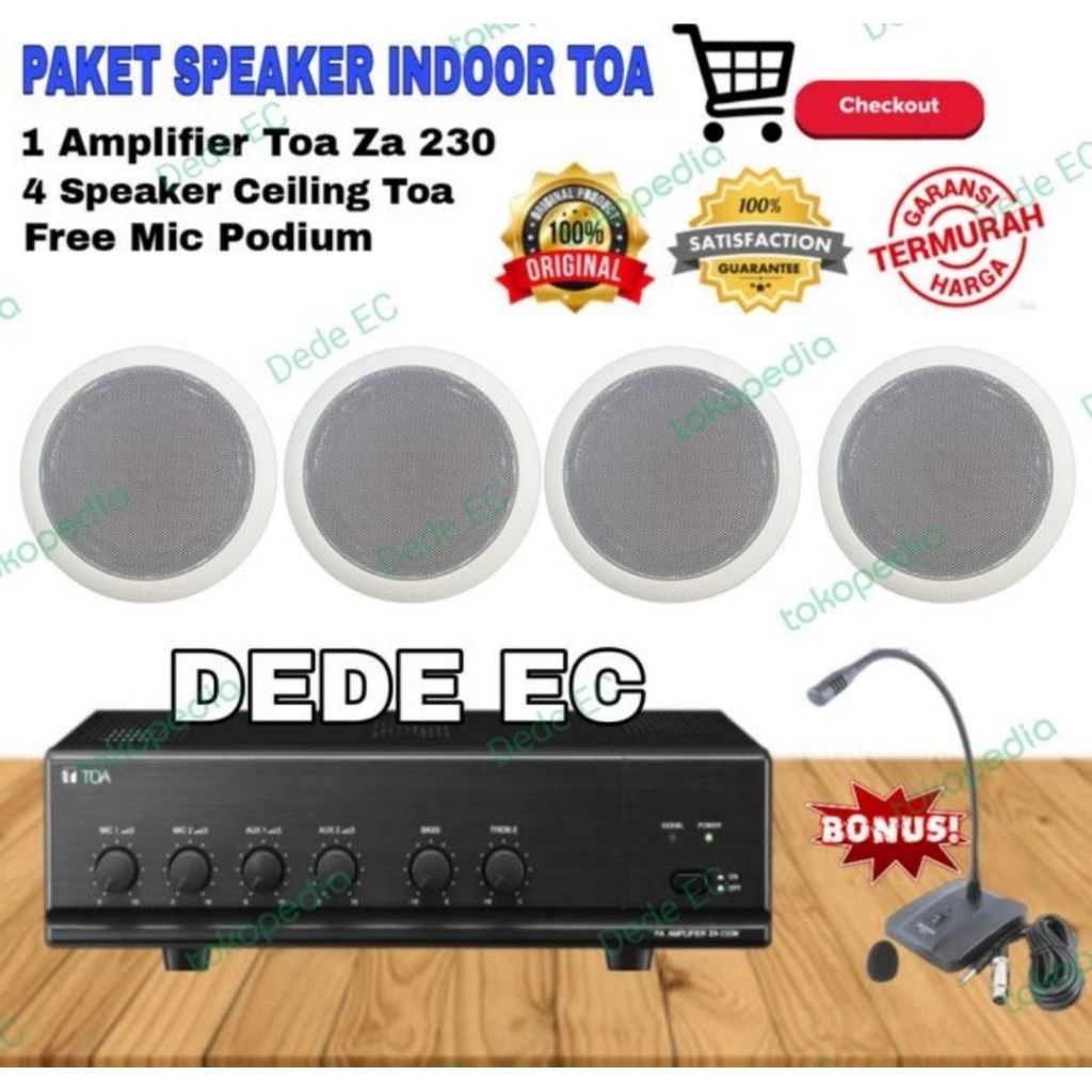 PAKET SPEAKER CEILING TOA+AMPLI TOA (ISI 4 SPEAKER) original