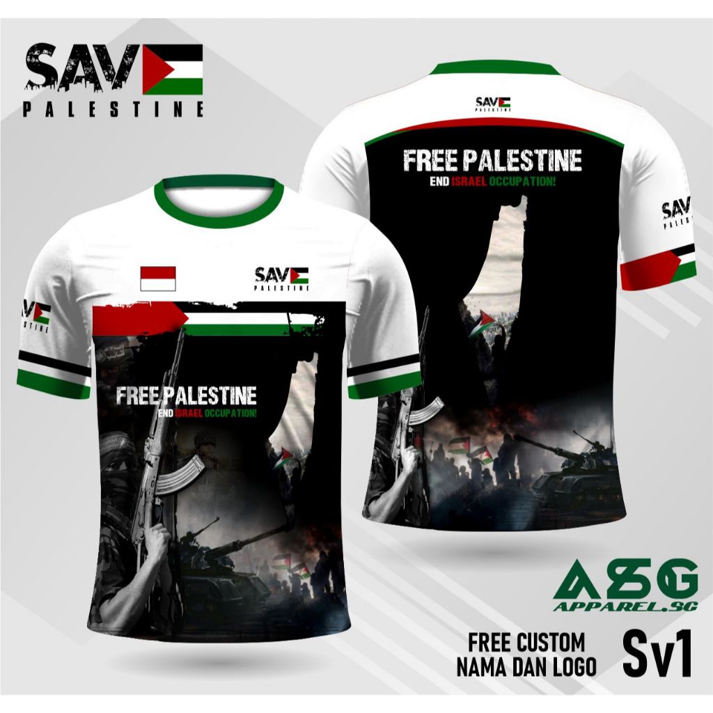 palestine jersey save palestine lengan pendek