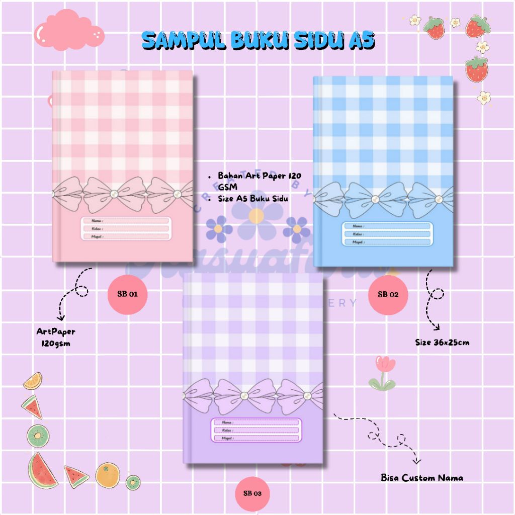 

SAMPUL COVER BUKU AESTHETIC CUSTOM UKURAN SIZE BUKU SIDU A5 KUARTO CANTIK BEST SELLER TERMURAH ALAT TULIS SEKOLAH KANTOR ANAK SD MI SMP SMA KARAKTER LUCU UNIK