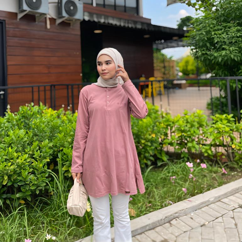 Kaos Tunik Basic Wanita By JMORE Bahan Cotton Katun Combed 24s/30s Panjang Standar Atas Lutut