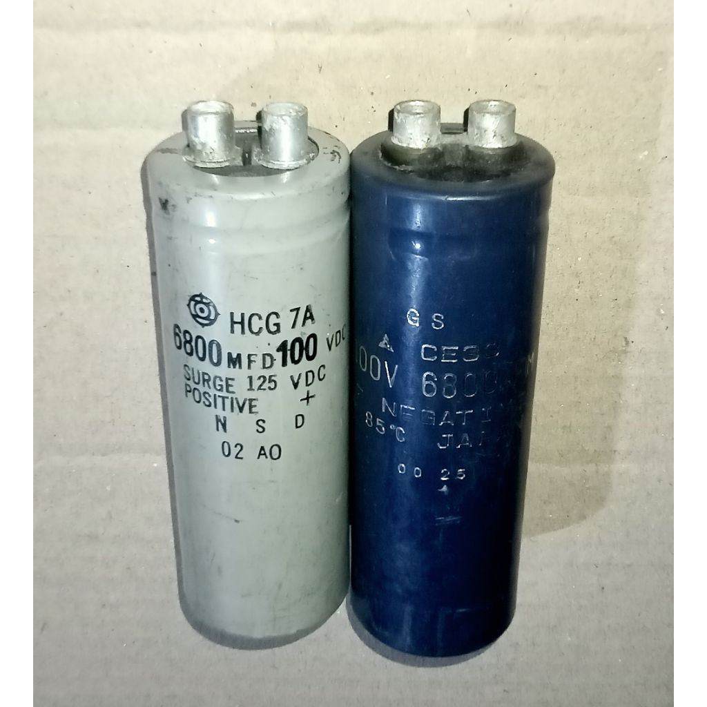 ELCO 100V/100VDC 6800UF/6800MFD T 10/10.5CM D 3.5CM BEKAS