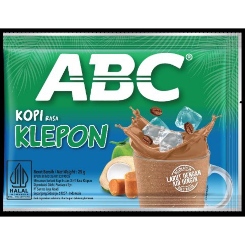

Kopi ABC Klepon (Kopi Rasa Klepon) 1 renceng isi 10 sachet