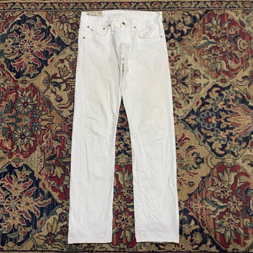 Polo by Ralph Lauren Varick Slim Straight Selvedge Jeans Putih Size 28x30 W40 L105 OL18 Lingkar Ping