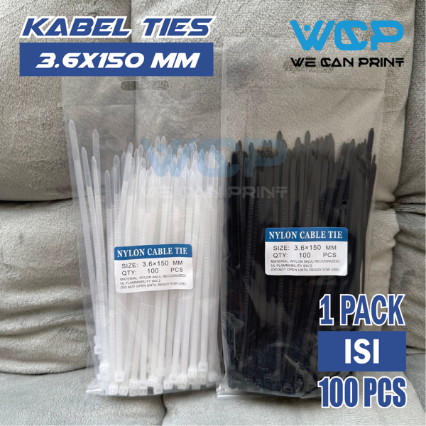 

Kabel Ties 3.6x150mm Nylon Cable Tie Hitam / Putih 15cm Insulock Ties Tis 15 cm 3.6 x 150 mm Insulok (isi 100 pcs)