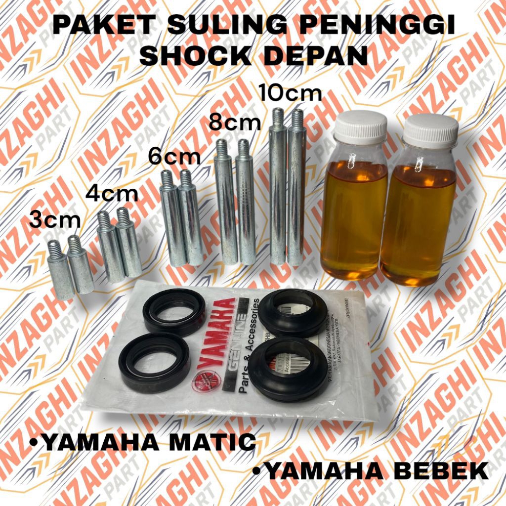PAKETAN SULING PENINGGI SHOCK DEPAN YAMAHA MATIC & YAMAHA BEBEK TINGGAL PASANG (SUDAH TERMASUK PER S