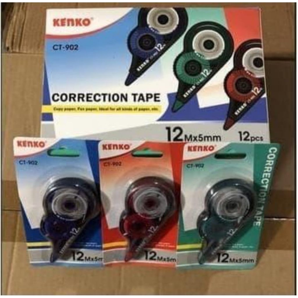 

KENKO Correction Tape Tippro Tip-Ex Kertas CT-902 / CT-903 / CT-2001 / CT-3001 - Doz isi 12 Pcs.