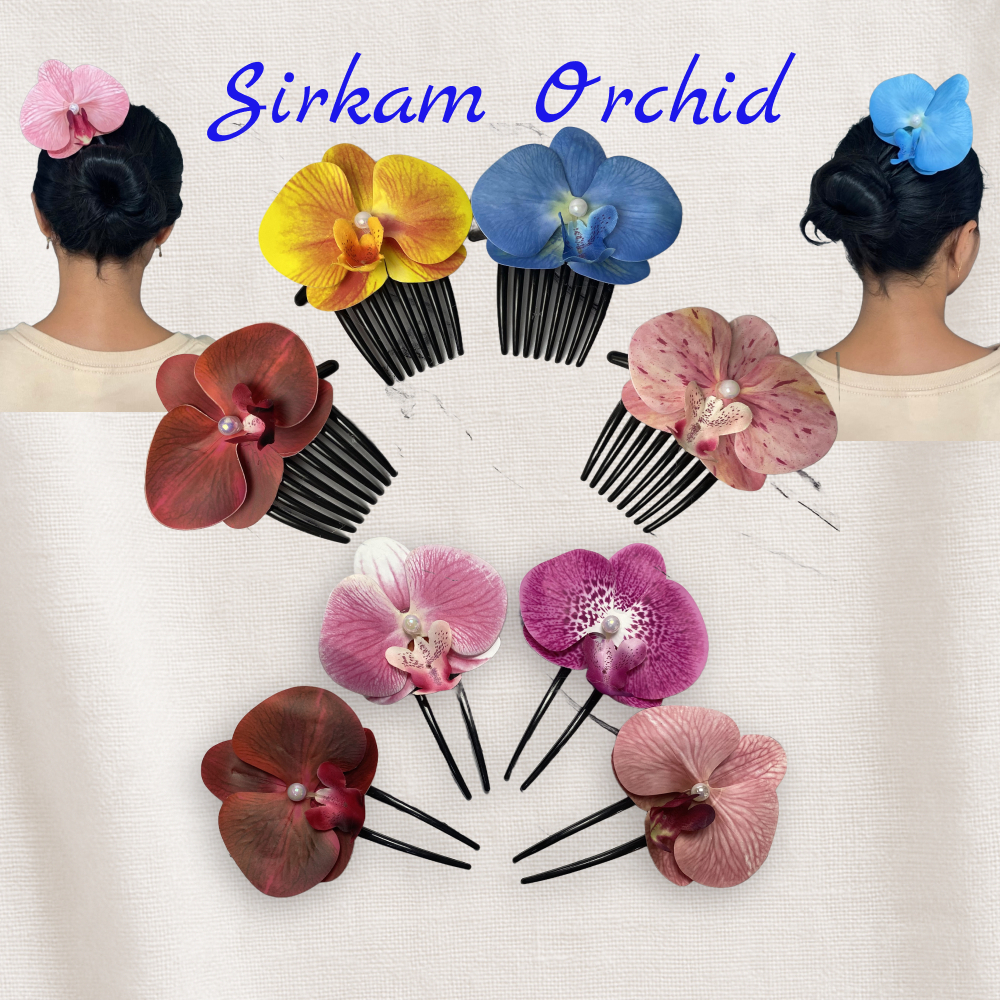 Sirkam Bunga Orchid Anggrek Elegan Bunga Hiasan Rambut Sirkam Sanggul Sirkam Konde Rambut
