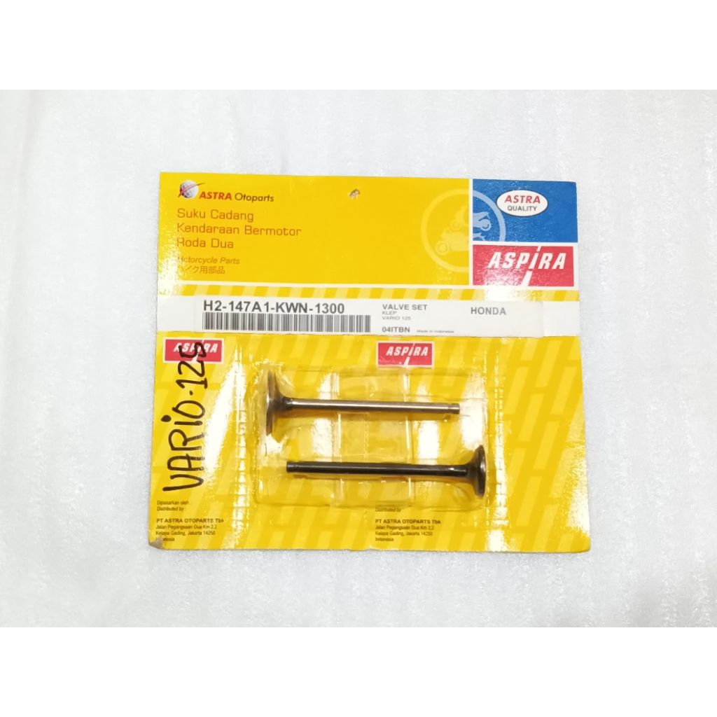 klep set klep api minyak Honda Vario 125 merk aspira