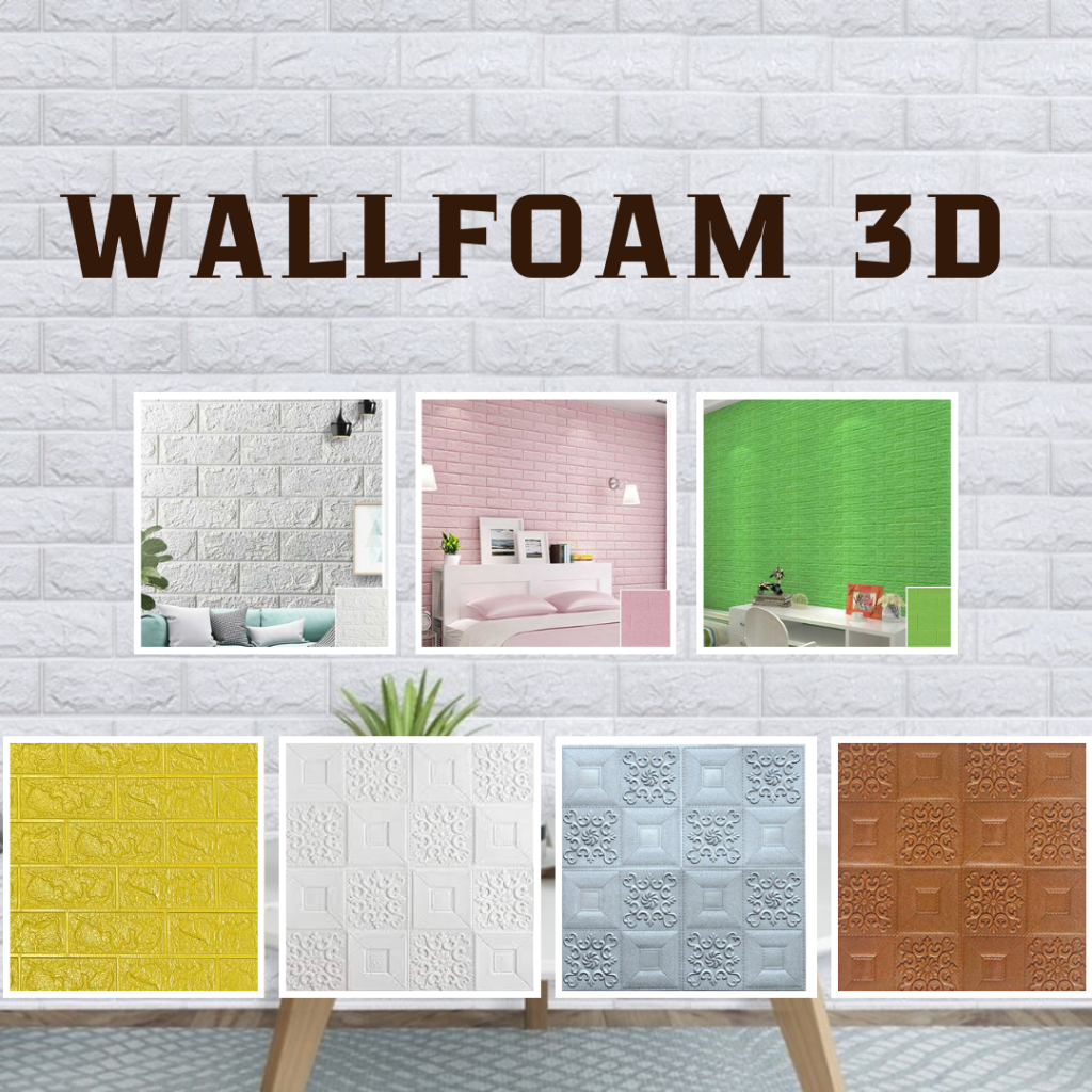 Wallpaper Dinding Sticker 3D Foam Anti Air Motif Bata Berteksture Seperti Bata
