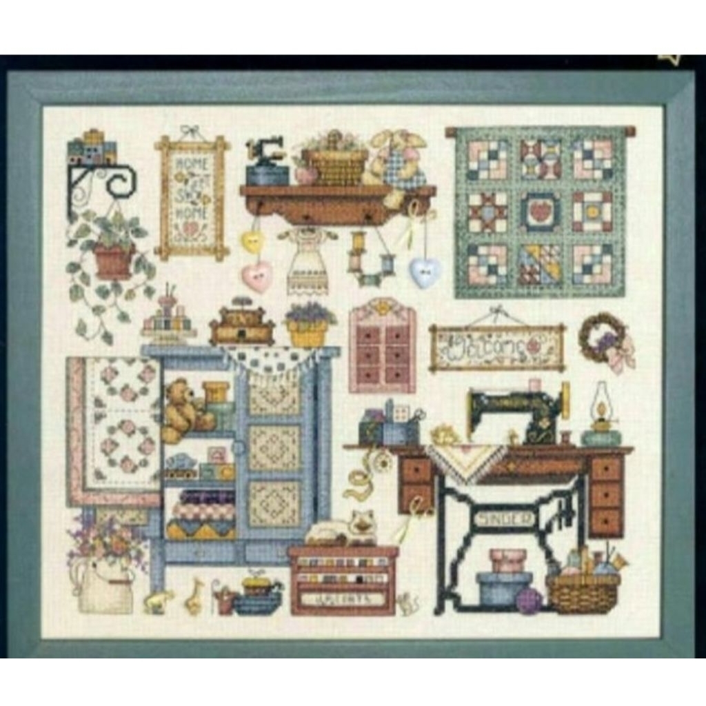 DIY PAKET KRISTIK SEWING ROOM MESIN JAHIT CROSS STITCH KIT 14CT