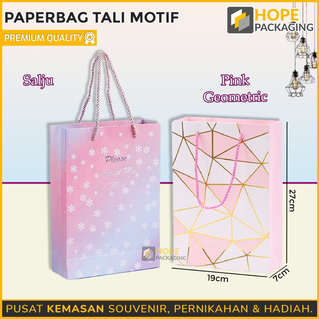 

Paperbag Motif/ Tas Estetik Tali Premium/ Paperbag Hadiah Universal/ Gift Bag Souvenir Cantik/