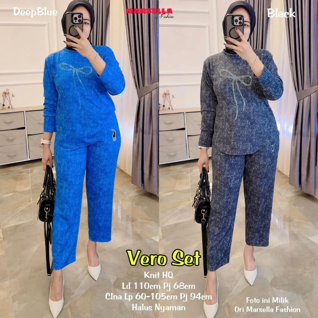 VERO SET BY MARSELLA / SETELAN WANITA ATASAN MIX CELANA BAHAN KNIT BEST SELLER