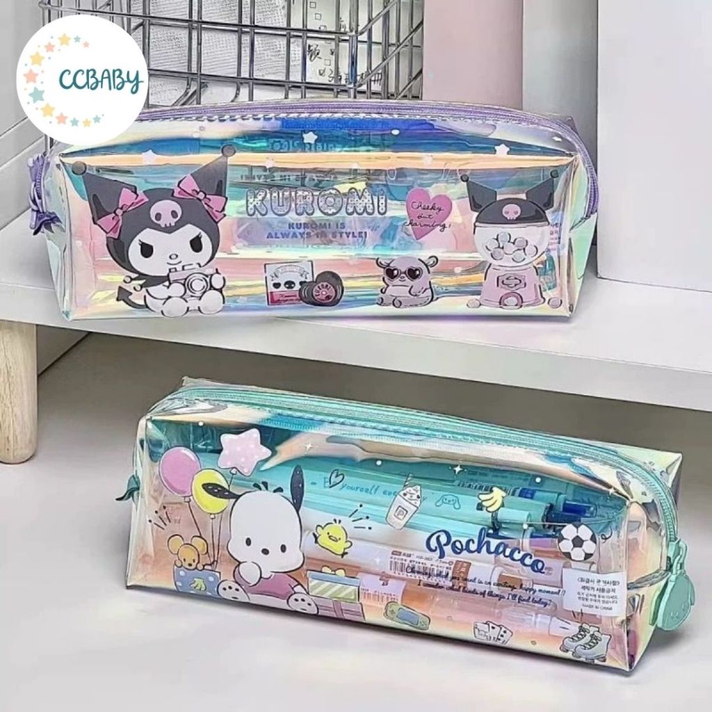 

Kotak Pensil Hologram | Pencil Case SANRIO lucu imut Kuromi Cinnamoroll My Melody Pochacco Hello Kitty Pompourin