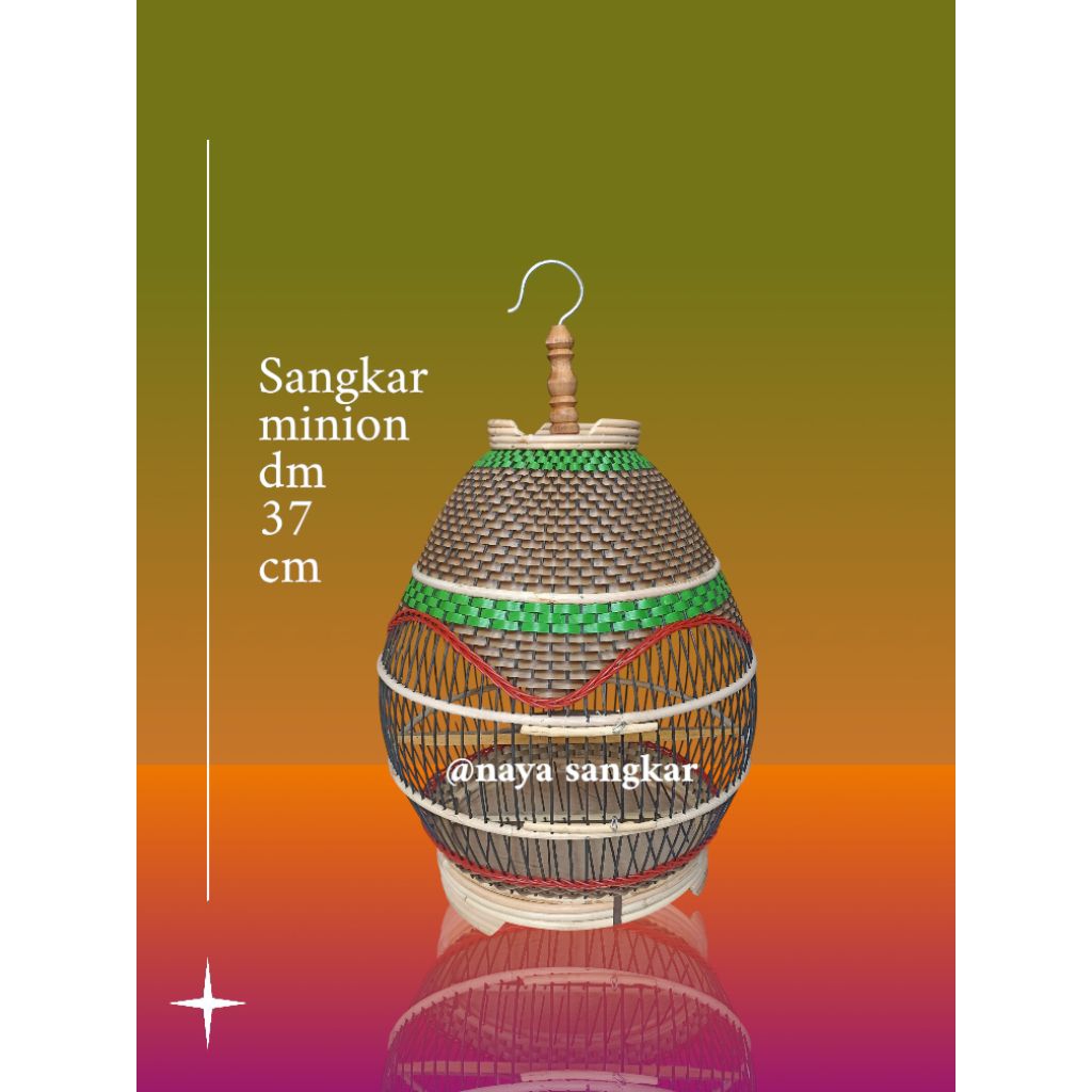 sangkar burung perkutut minion, ruji bambu, anyaman sintetis, sangkar rajut