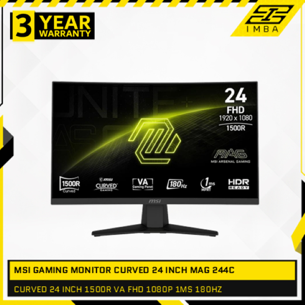 MSI GAMING MONITOR CURVED 24 INCH MAG 244C / MAG244C 1500R VA FHD 1080P 1MS 180HZ