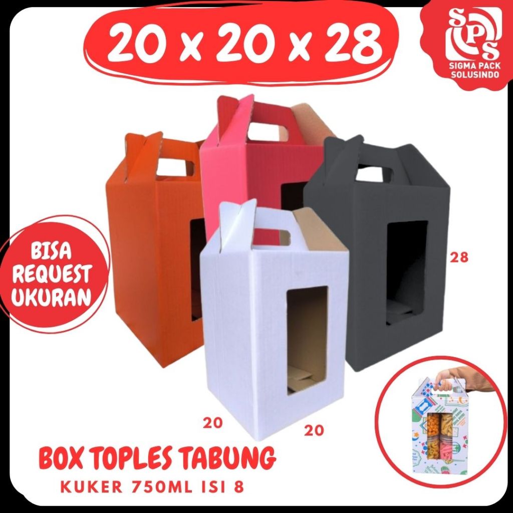 

Box 20x20x28 Jinjing (KUKER TOPLES JAR 750ml ISI 8)Idul Fitri Ied Mubarak/Hampers Kardus Zigma Shop