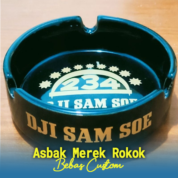 Asbak Keramik Logo Merek Rokok, Asbar Keramik Desain Custom, Asbak Keramik Stiker DTF UV