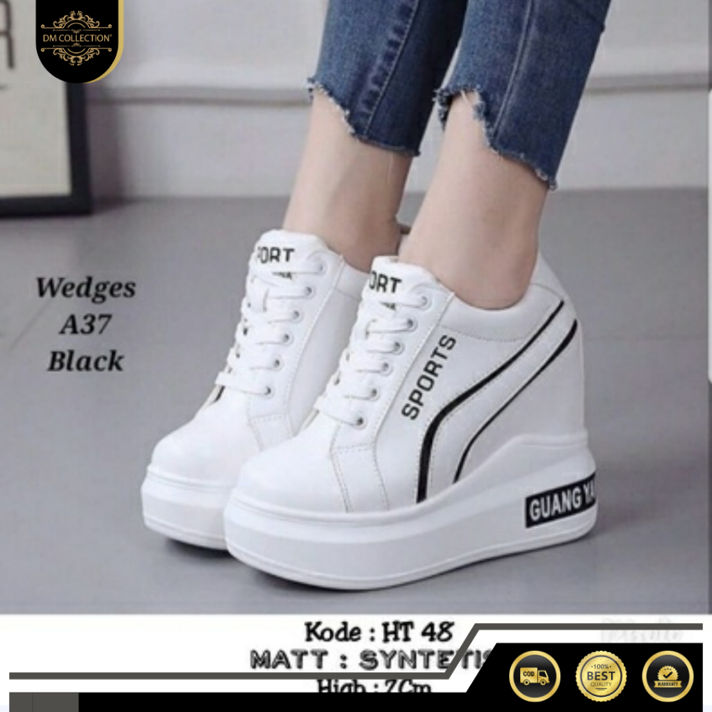 DM SHOPP - Sepatu Wanita Hak Dalam Model Temali Best Quality Sneakers Wanita Semi Boots HT 48