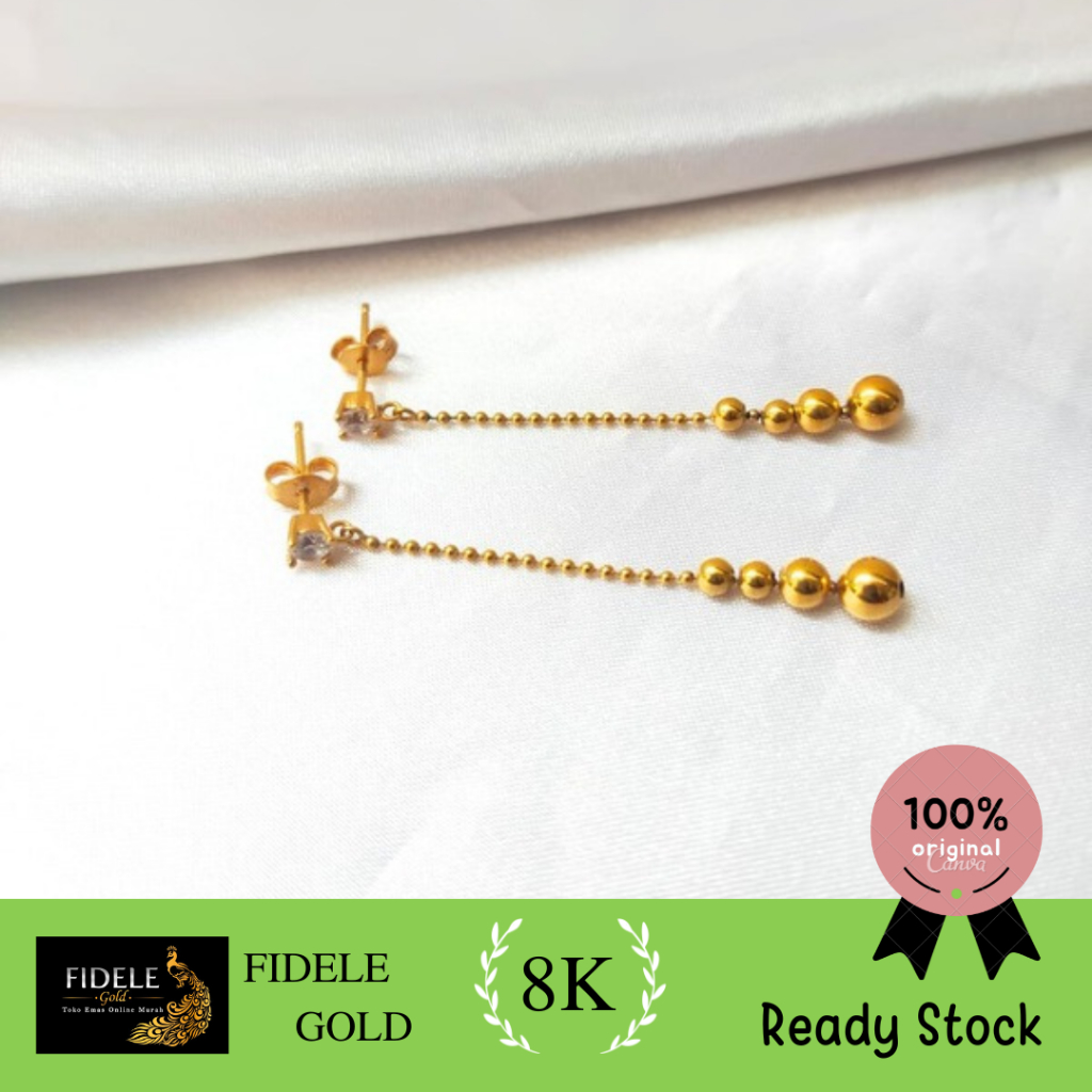 Anting emas asli panjang fashion 8k anting tusuk dewasa 375