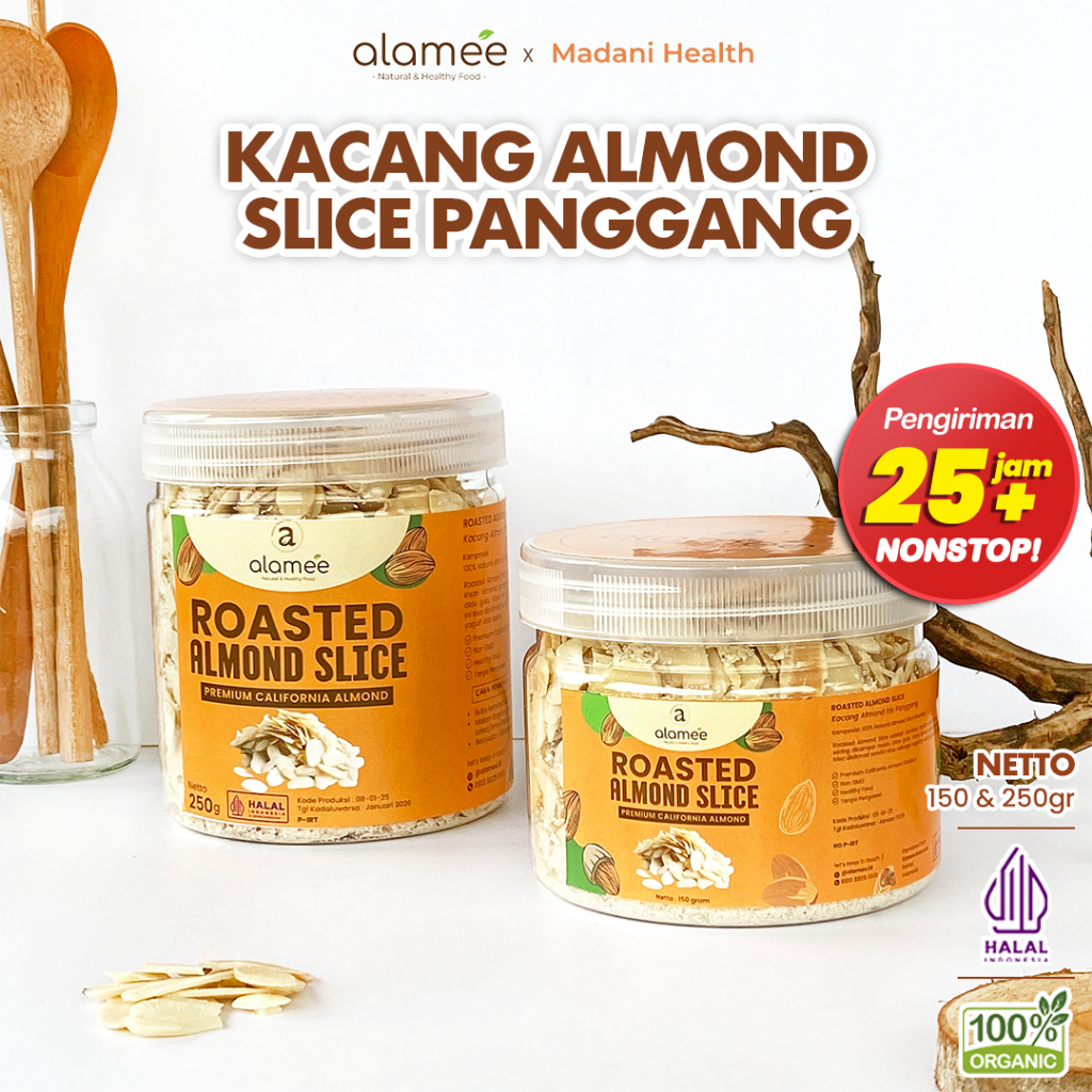 

ALAMEE Roasted Almond Sliced Almon Slice irisan panggang Kacang Almond Pacang Slice 250gr