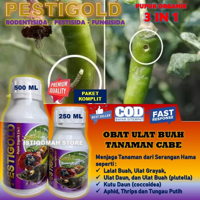 PESTIGOLD 500ML Obat Hama Ulat Cabe Paling Ampuh – Pembasmi Ulat Daun dan Buah Cabai – Insektisida O