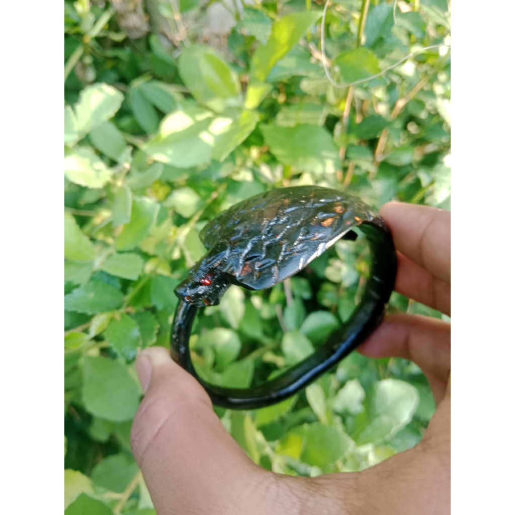 gelang akar bahar hitam ukir ular cobra