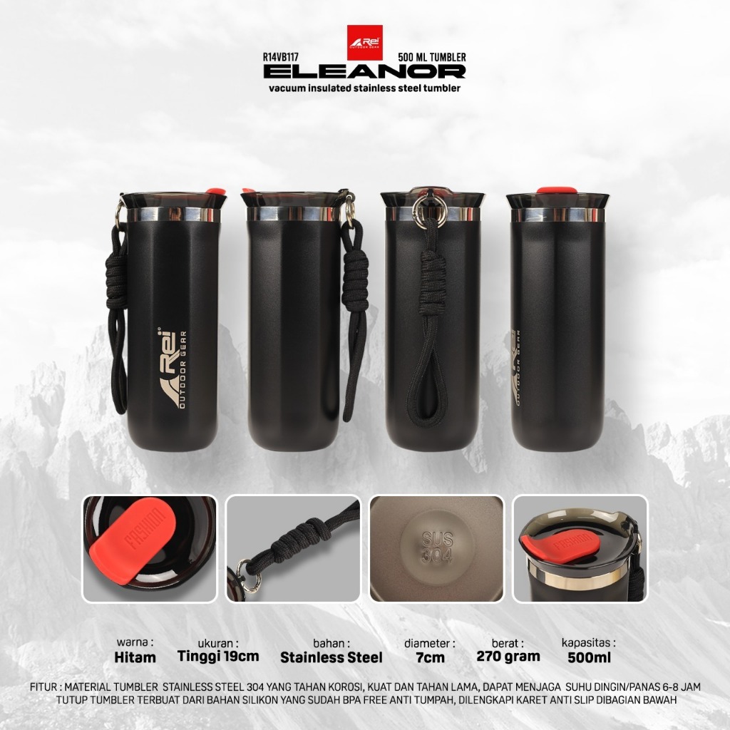 Botol Minum Eleanor Thumbler Hitam Arei Outdoorgear