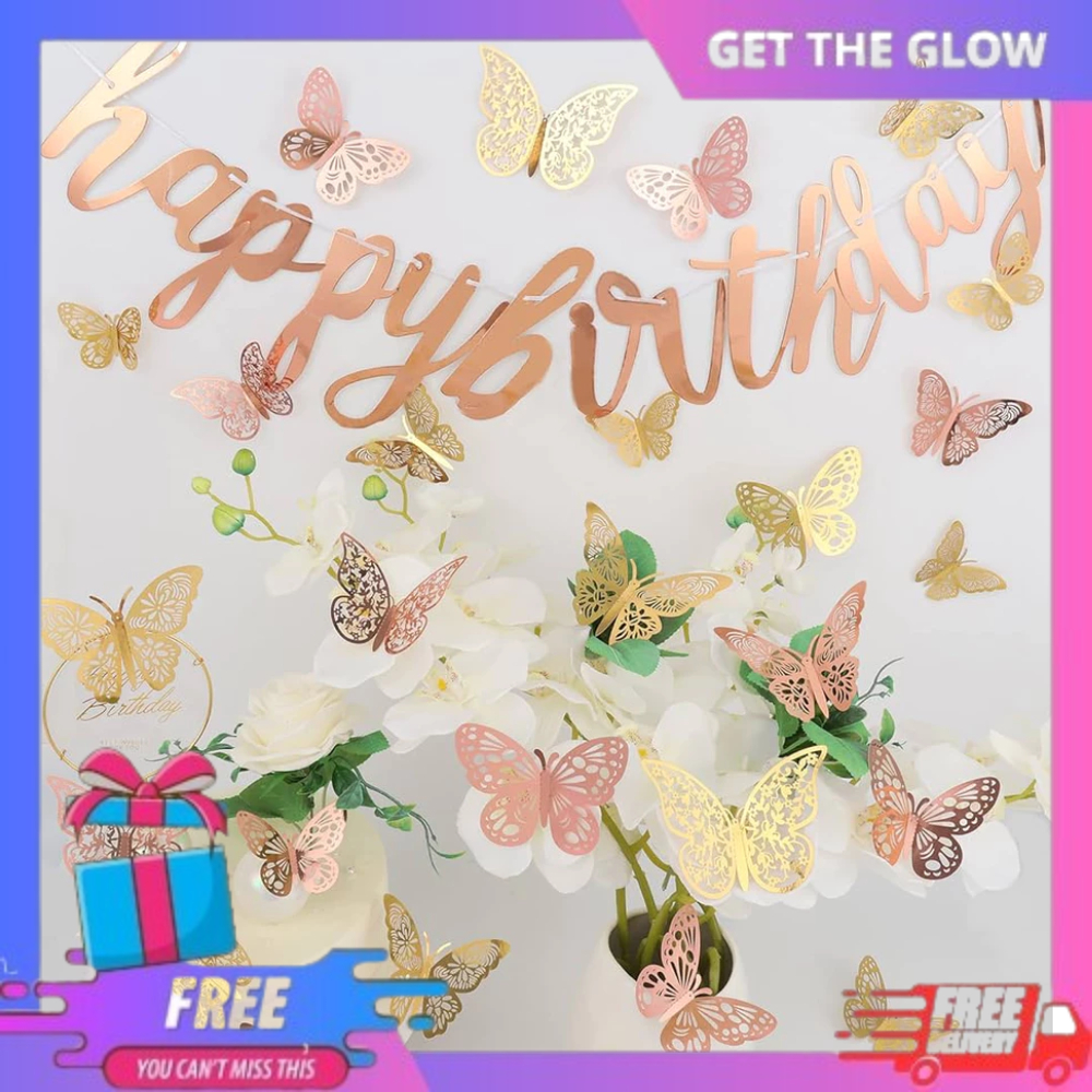 Stiker Dinding Kupu-Kupu 3D isi 12pcs / Wall Butterfly Sticker Aesthetic / Dekorasi Dinding Kupu-Kup