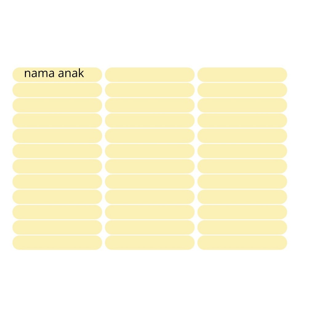 

sticker label nama custom sesuai nama anak POLOS WARNA