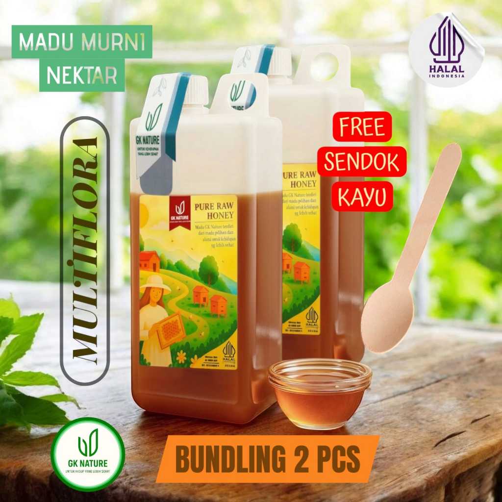

Bundling 2 Pcs Madu GK Nature Multiflora Super Asli 100% l 1 Kg x 2