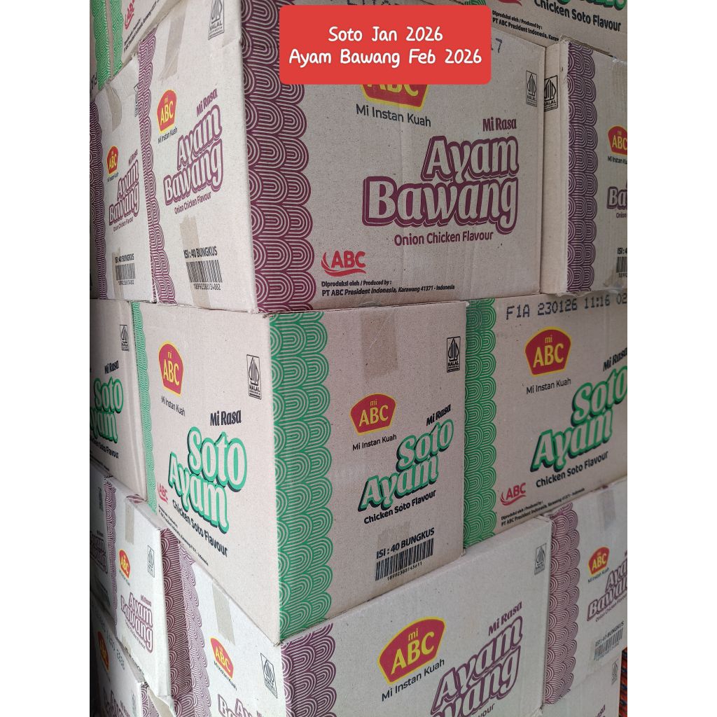 

MIE ABC KUAH SOTO KARTONAN ISI 40PCS. AYAM BAWANG HABIS