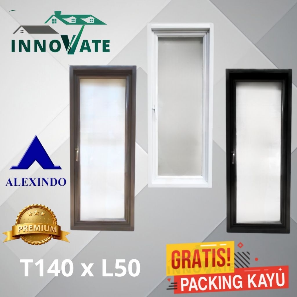 jendela alexindo aluminium 150 x 50 free packing kayu