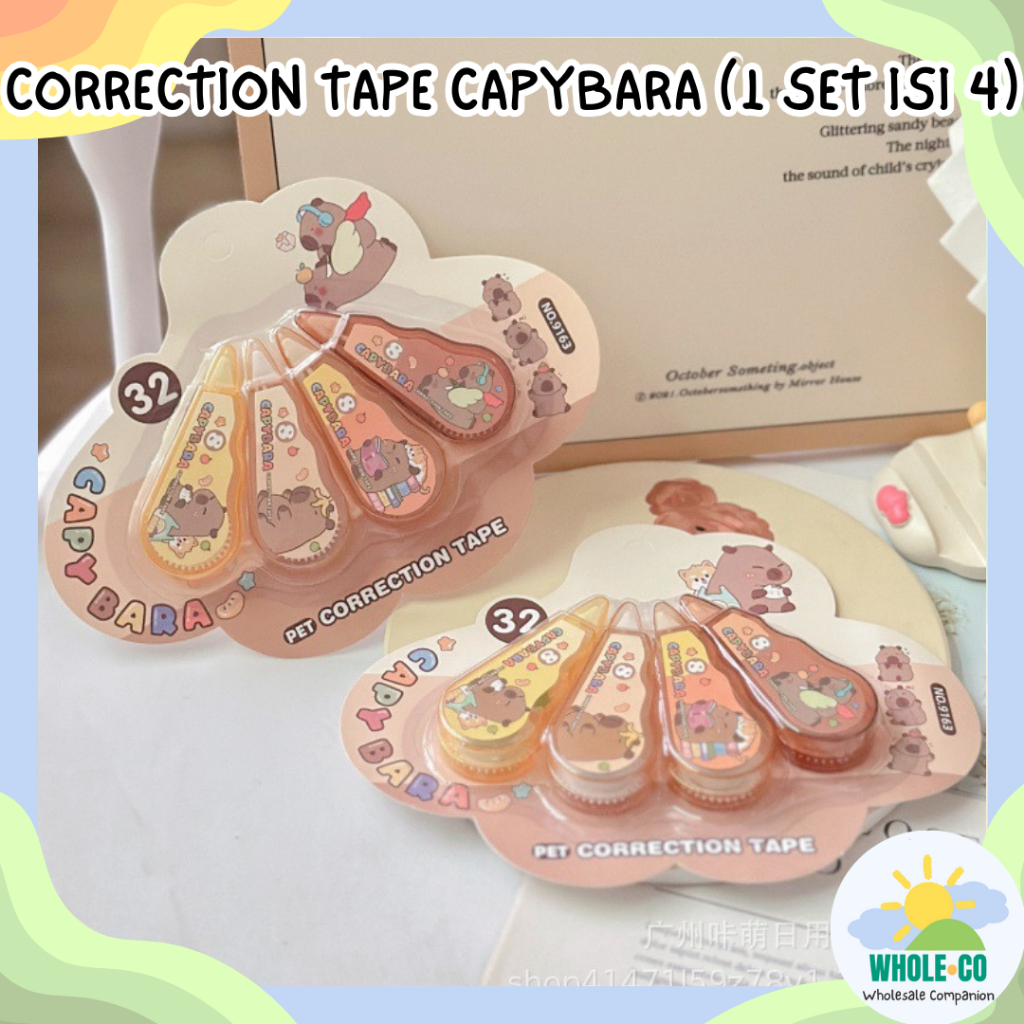 

Correction Tape 4 in 1 Capybara Premium Hewan Cokelat Gemoy Pastel Lucu Unik Imut Termurah Grosir COD