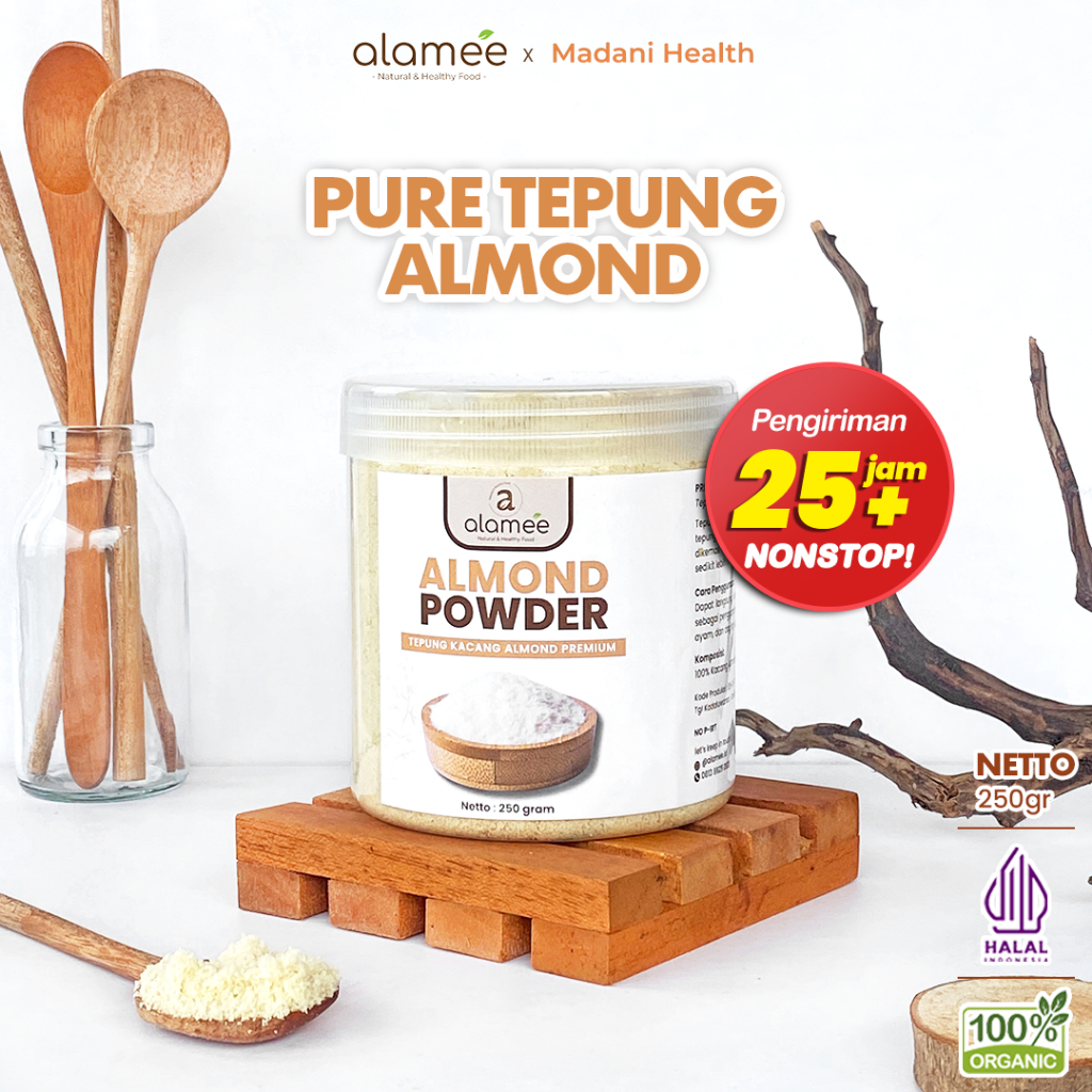 

ALAMEE Tepung Almond PREMIUM Bubuk Almond Powder Almond Flour Tanpa Campuran Gluten FREE 250gr