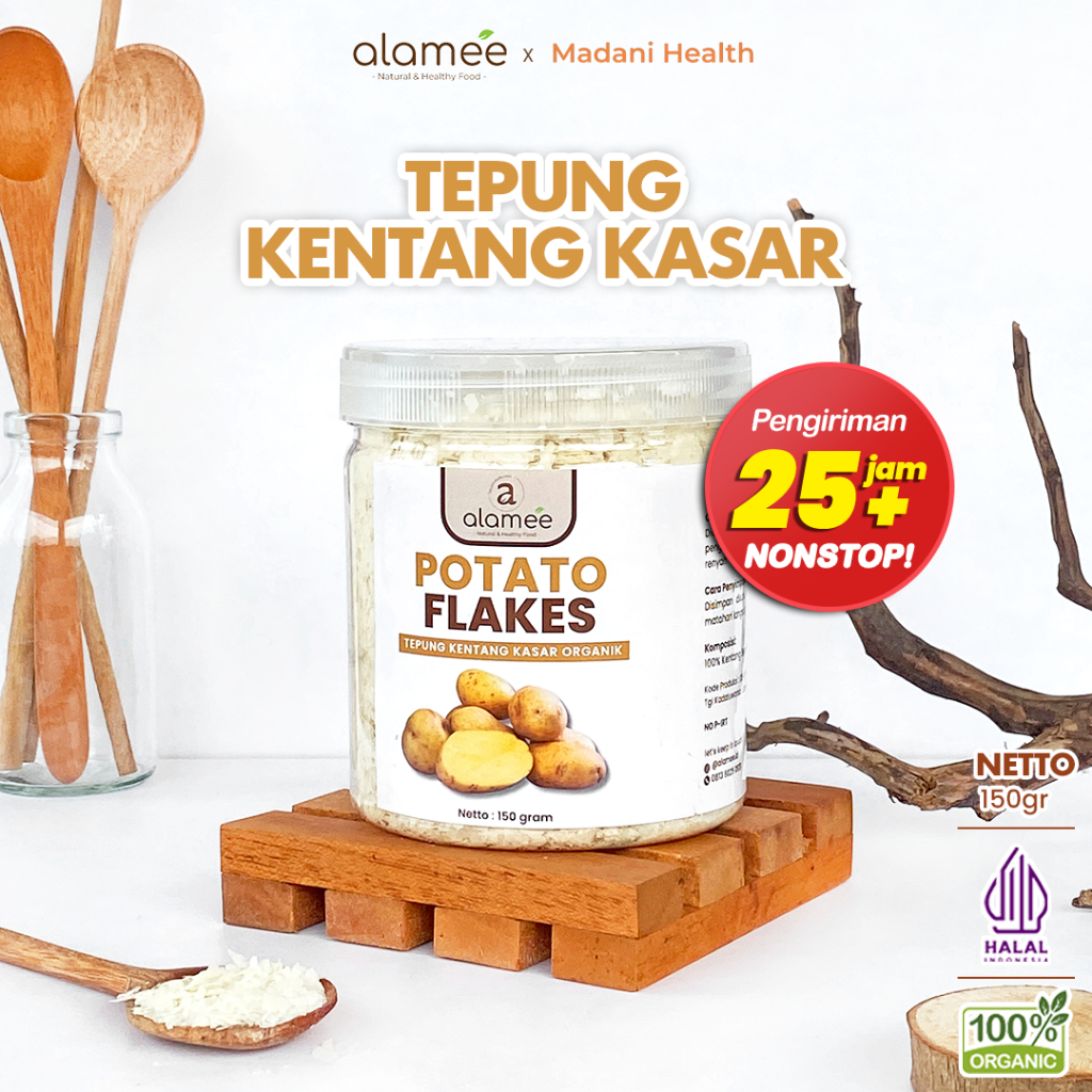 

ALAMEE Tepung Kentang Serpih Potato Flakes Premium Tepung Kentang Kasar PREMIUM 150gr