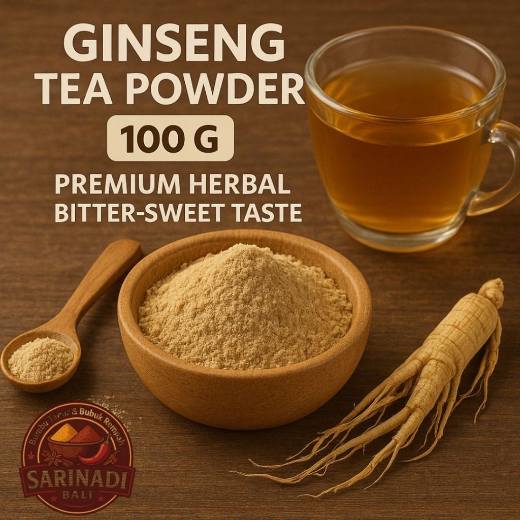 

Ginseng Tea Powder 100gram Bubuk Teh Ginseng Premium Rasa Pahit Manis Herbal Sehat