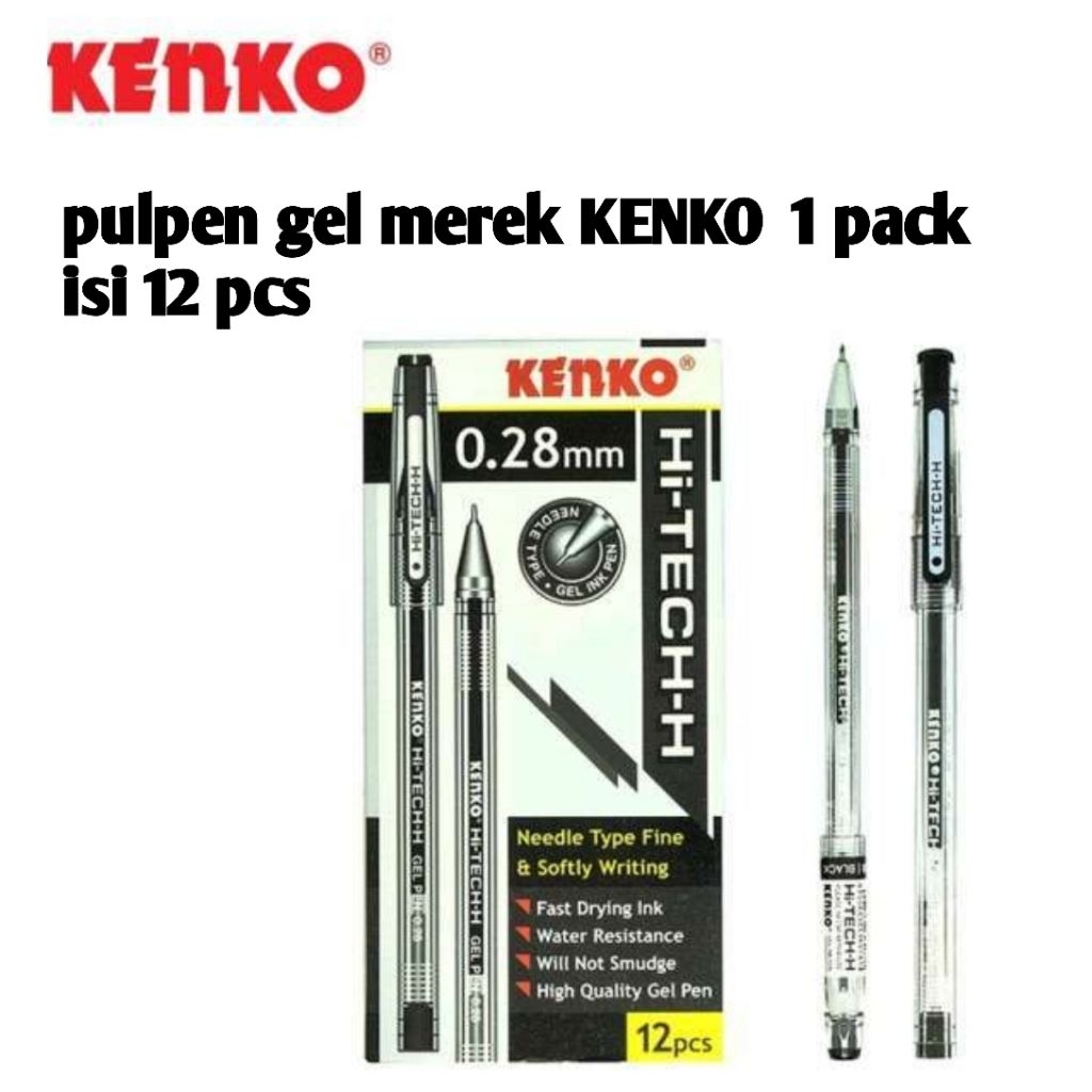 

pulpen gel merek KENKO HI-TECH-H 0,28 mm 1 pack isi 12 pcs