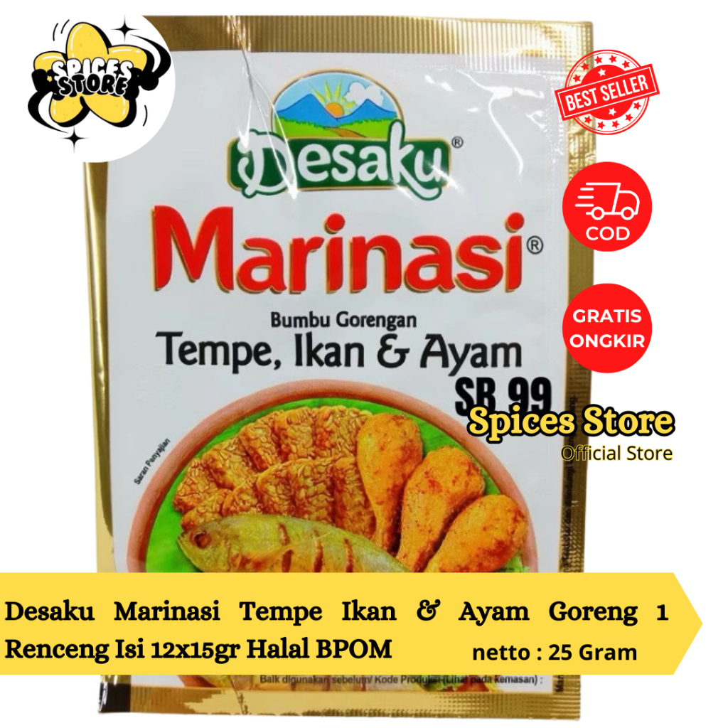

Marinasi Tempe Ikan & Ayam Goreng 1 Renceng Isi 12x15gr Halal Bpom - Spices Store - Desaku
