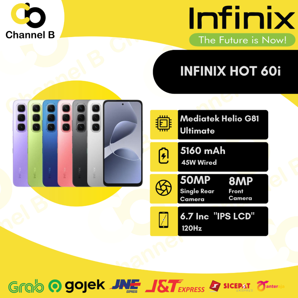 Infinix Hot 60i 4G NFC Smartphone Android ( Ram 6GB + Rom 128GB ) Garansi Resmi