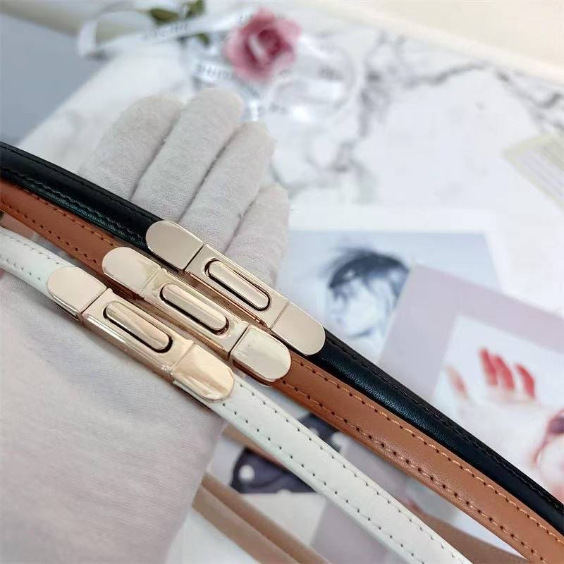 Sabuk Wanita Kulit Pu Gaya Kasual Sederhana Korea Warna Hitam Tipis Modis untuk Gaun