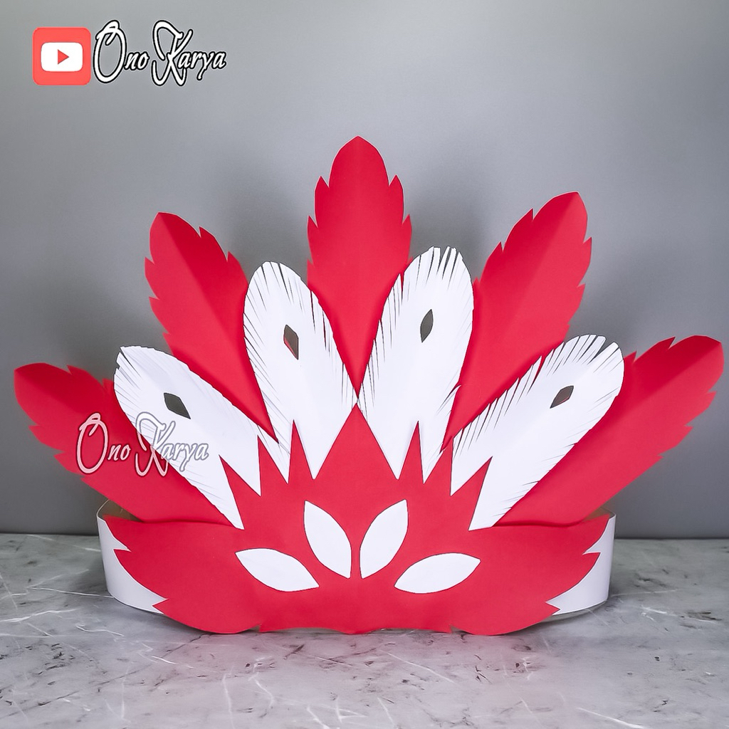 hiasan kepala merah putih / mahkota merah putih / topi dari kertas karton / topi 17 Agustus / topi k