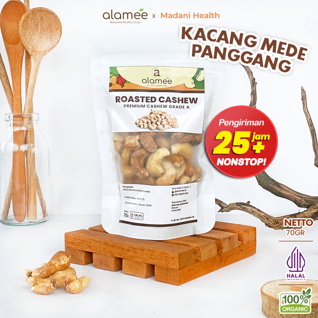 

ALAMEE Kacang Mede Mete Mente Cashew Panggang Roasted Oven Original Grade A Utuh Matang Asli 70g