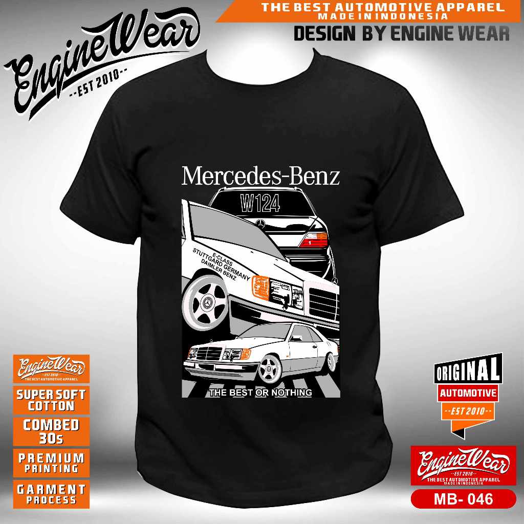 kaos mercedes benz W124  tshirt mercy boxer W123 W202 W203 W204 W210 W211 W212 W140 sportline E300 m