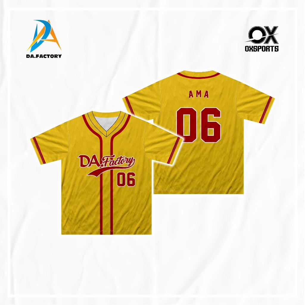 DA FACTORY Motif 31 Original Yellow Baseball Basket Koas Jersey Wanita- Pria Anak-Dewasa NAMA SENDIR