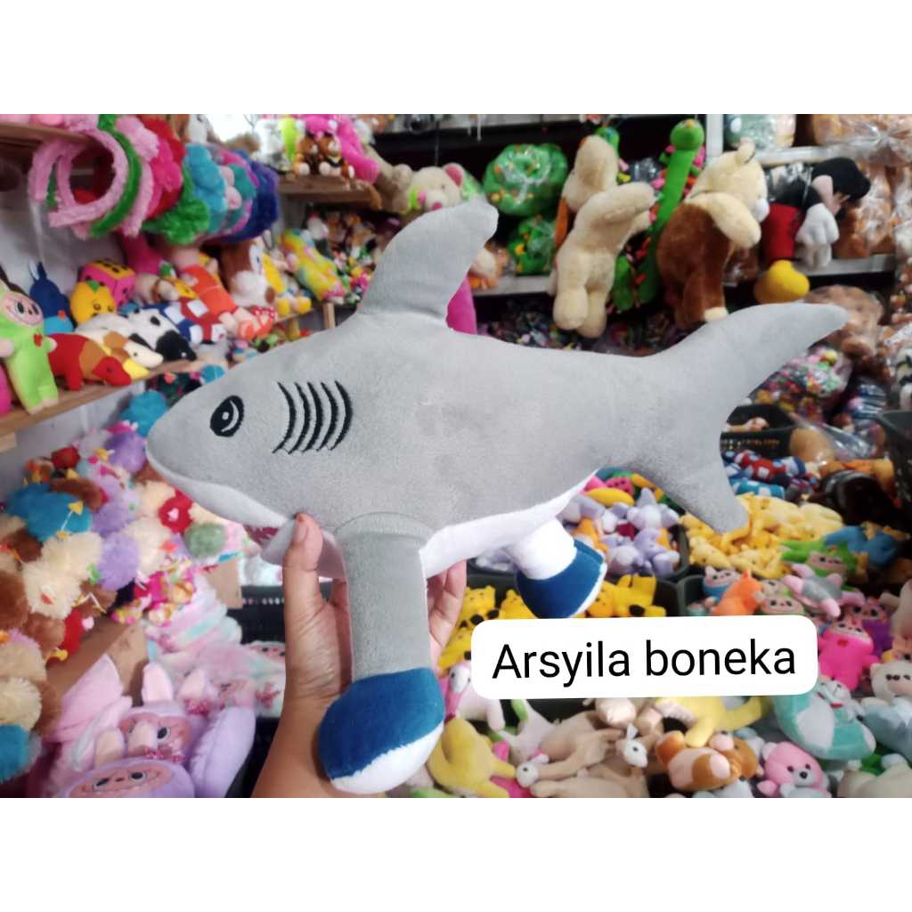 Boneka anomali Hiu Abu, Boneka Baby Shark Abu, besar p 50cm
