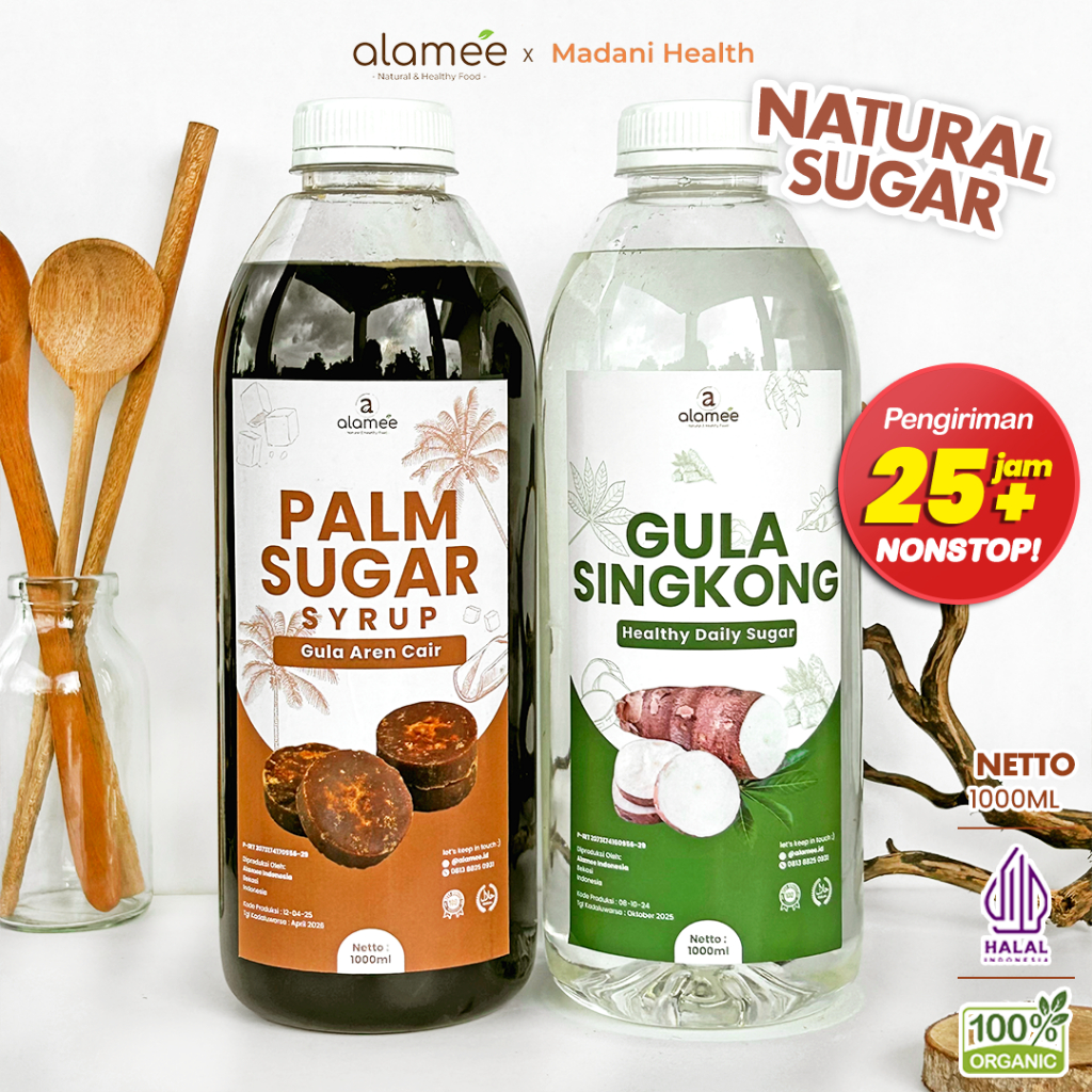 

ALAMEE Gula Aren Cair Singkong Palm Sugar Cair Organic Organik Pure Sirup Pemanis 1ltr
