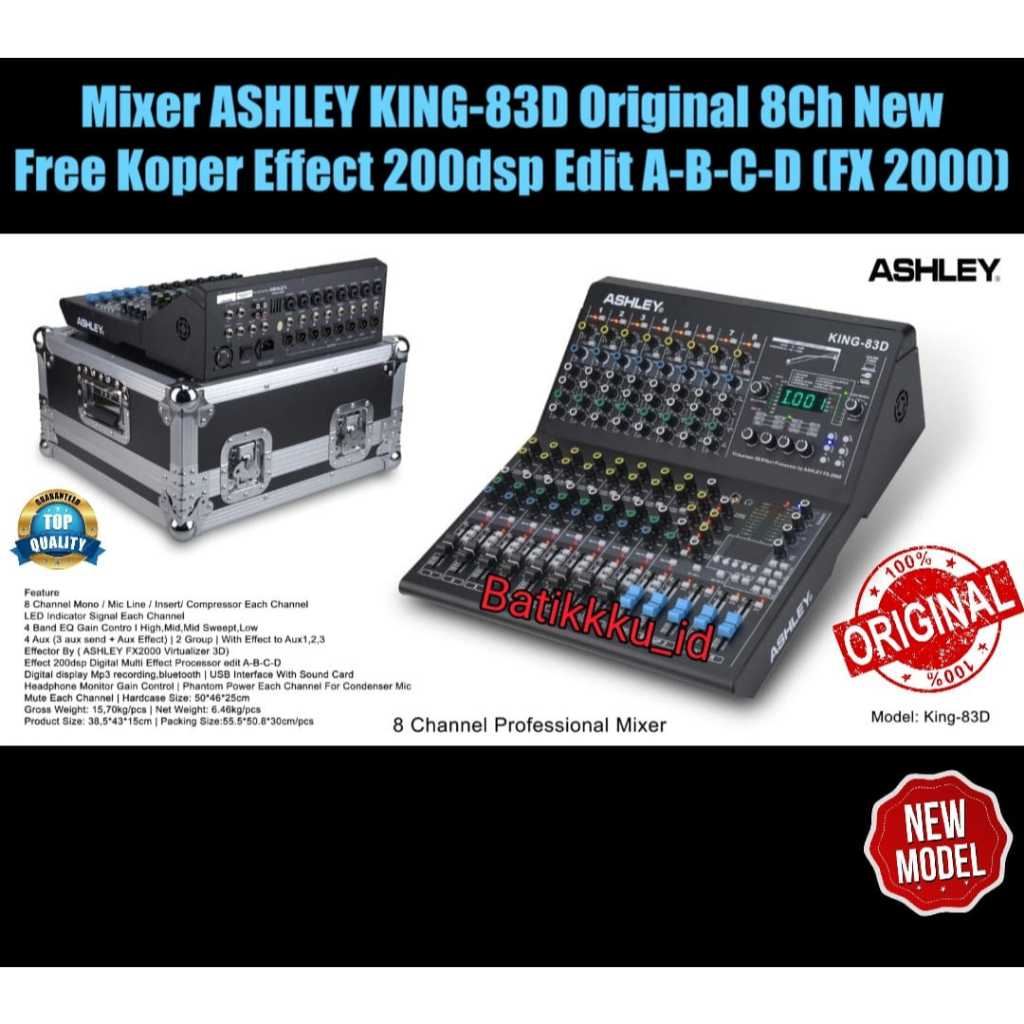 Mixer ASHLEY KING 83D KING8 3D KING83D Original 8Ch New Free Koper 200dsp EDIT A B C D